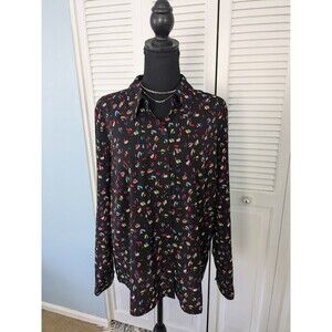 Cabi Top Womens L Colorful Confetti Ferris Blouse Shirt Whimsical Career Artsy